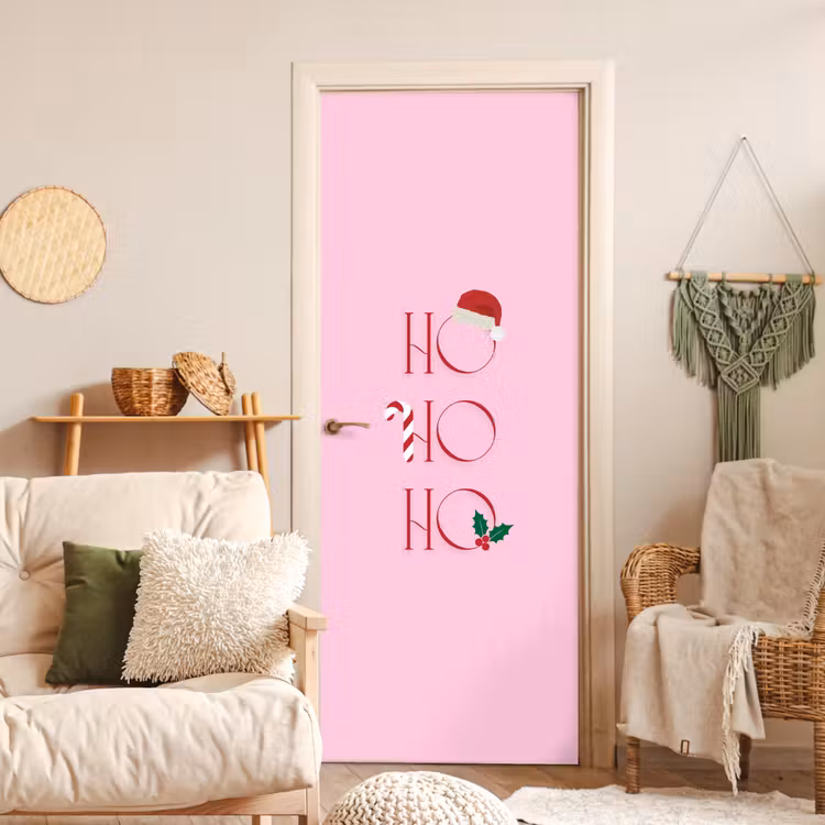 Türtapete - Weihnachten – Text – Rosa – Illustration — 3
