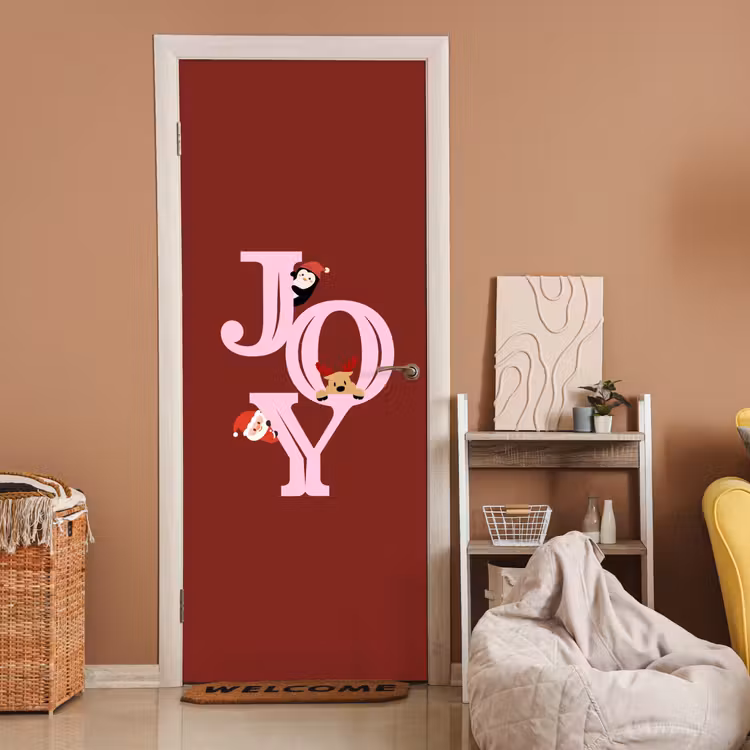 Türtapete - Freude – Weihnachten – Animation – Rot – Rosa — 2