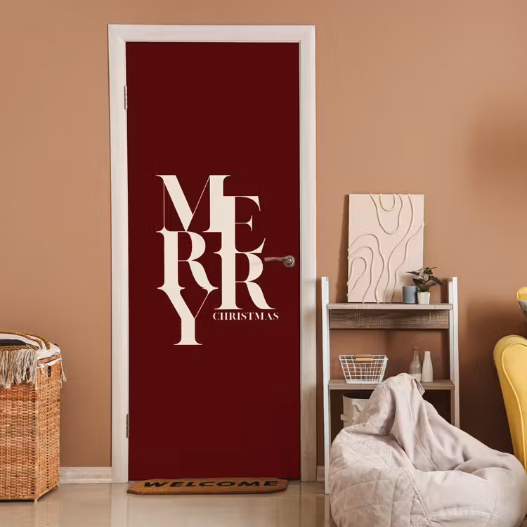 Türtapete - Merry – Text – Dunkel – Rot — 2