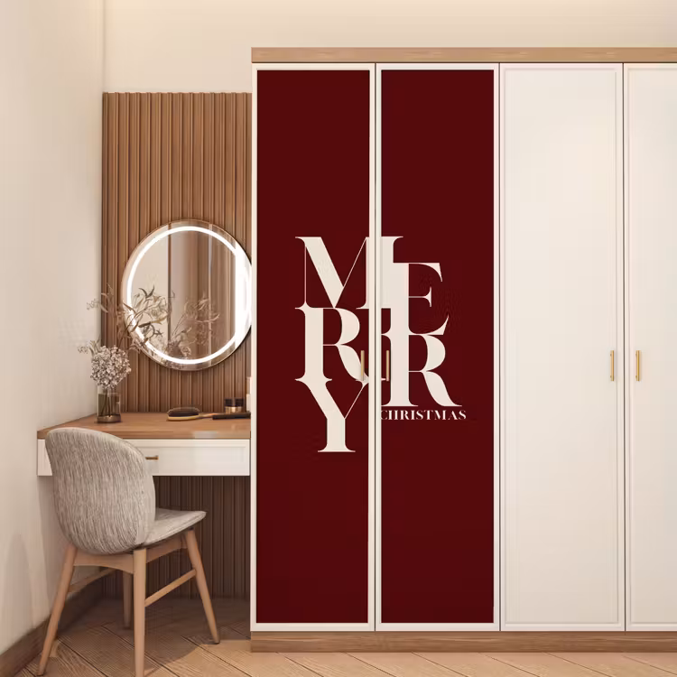 Türtapete - Merry – Text – Dunkel – Rot — 4