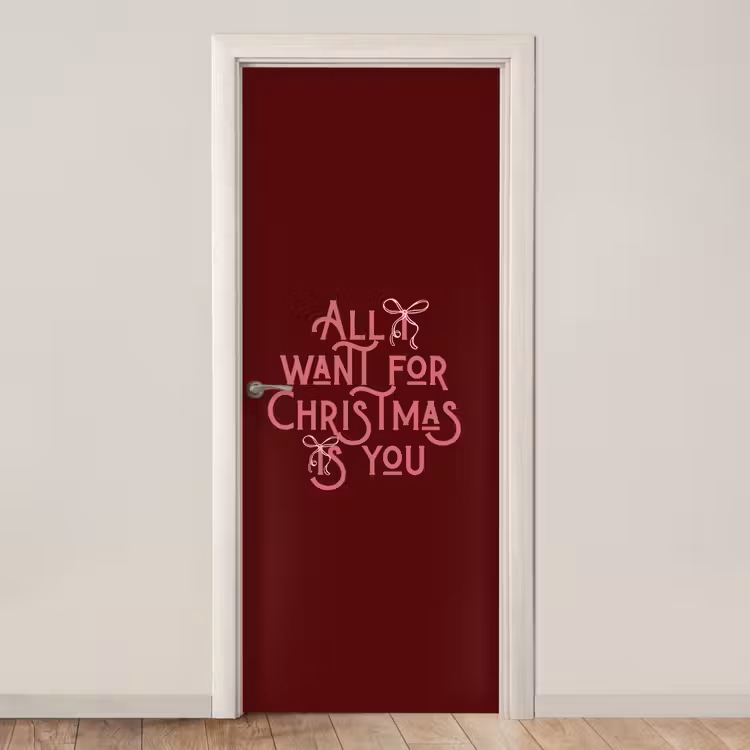 Türtapete - Text – Weihnachten – Rot – Rosa — 1