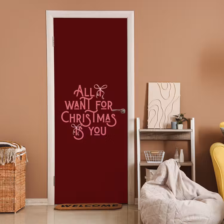 Türtapete - Text – Weihnachten – Rot – Rosa — 2