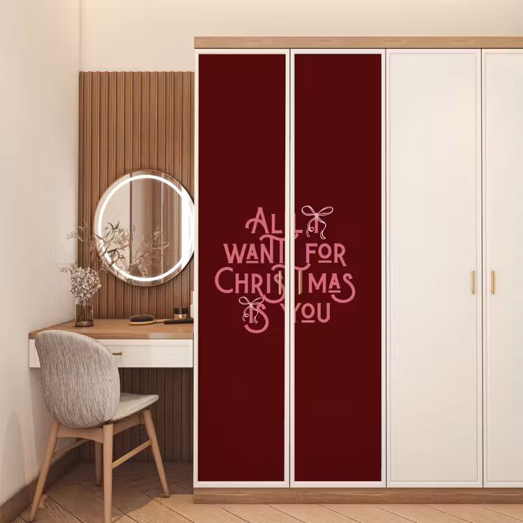 Türtapete - Text – Weihnachten – Rot – Rosa — 4