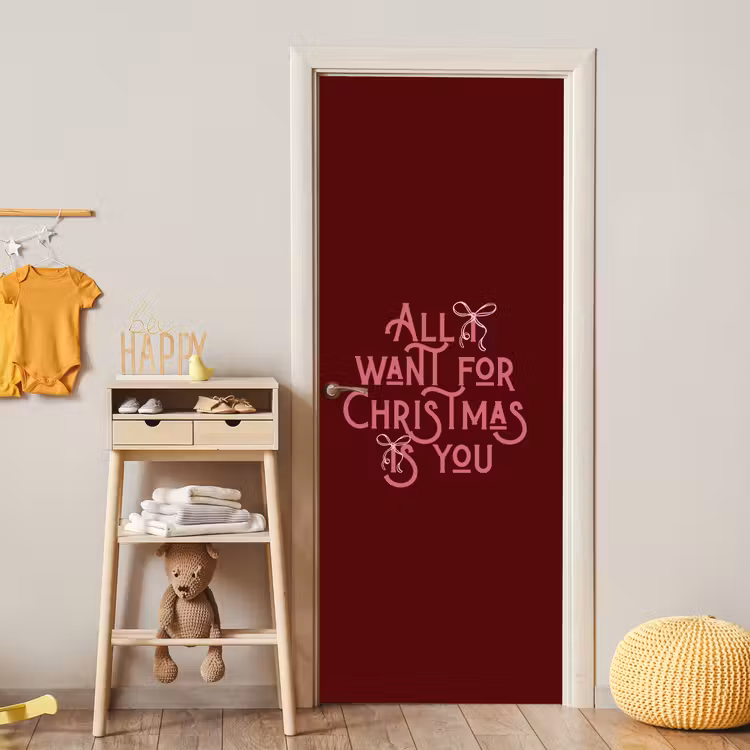 Türtapete - Text – Weihnachten – Rot – Rosa — 5