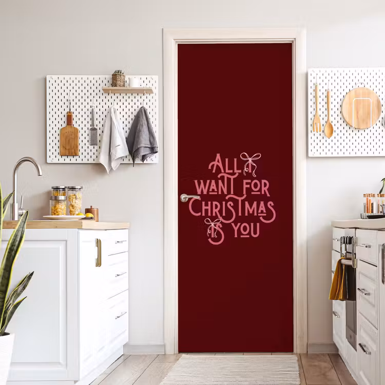 Türtapete - Text – Weihnachten – Rot – Rosa — 6