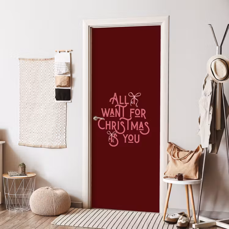 Türtapete - Text – Weihnachten – Rot – Rosa — 7