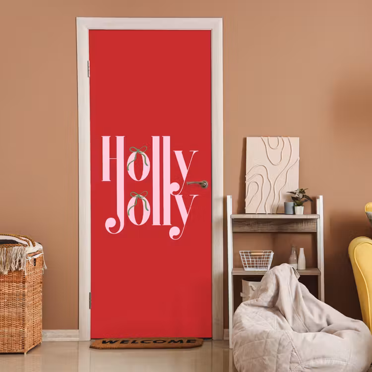 Türtapete - Weihnachten – Rosa – Rot – Text — 2