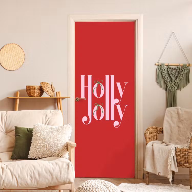 Türtapete - Weihnachten – Rosa – Rot – Text — 3