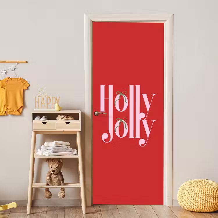 Türtapete - Weihnachten – Rosa – Rot – Text — 5