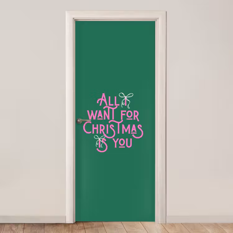 Türtapete - Weihnachten – Text – Rosa – Grün — 1