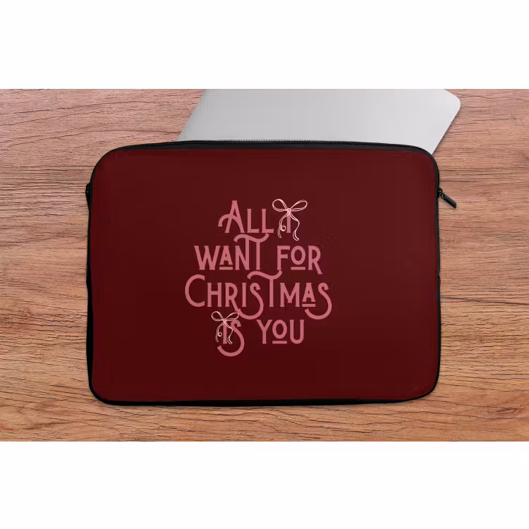 Laptop hülle - Text – Weihnachten – Rot – Rosa — 2