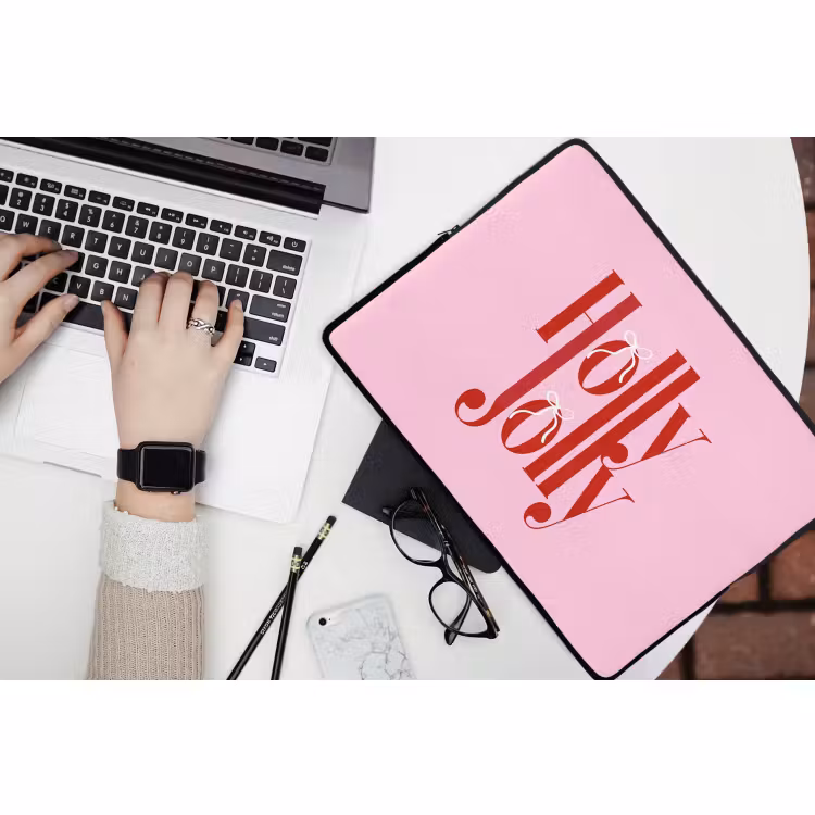 Laptop hülle - Weihnachten – Text – Rot – Rosa — 3