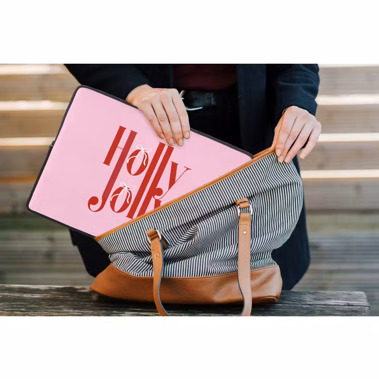 Laptop hülle - Weihnachten – Text – Rot – Rosa — 4