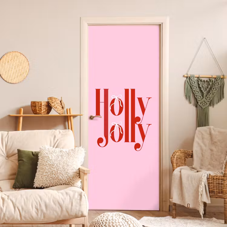 Türtapete - Weihnachten – Text – Rot – Rosa — 3