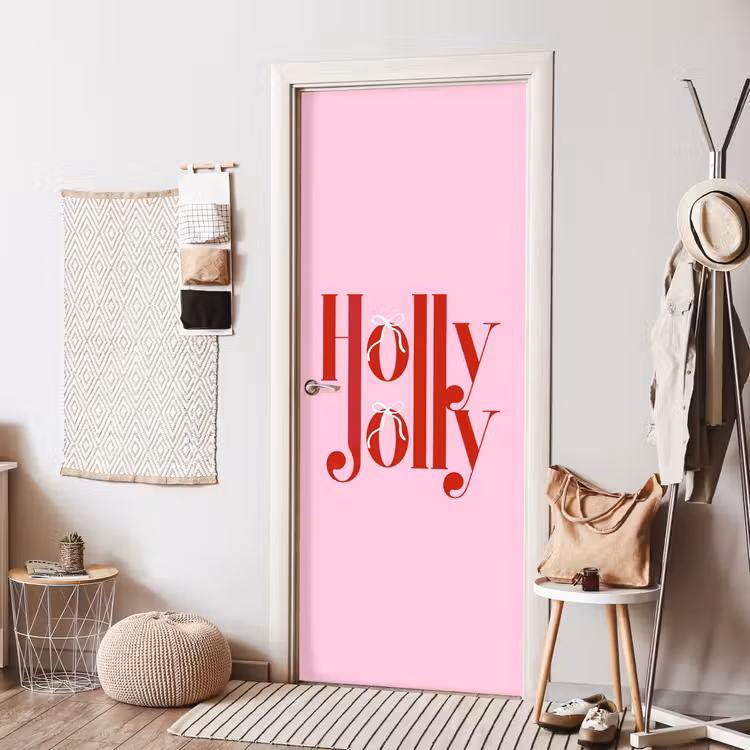 Türtapete - Weihnachten – Text – Rot – Rosa — 7