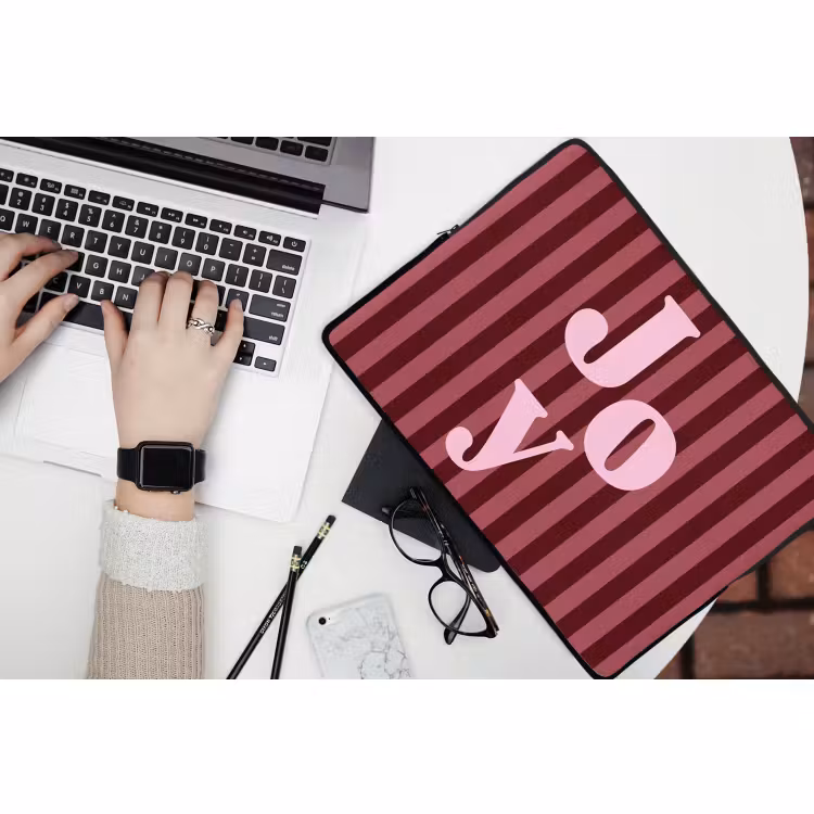 Laptop hülle - Joy – Weihnachten – Text – Rosa — 3