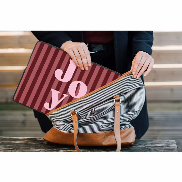 Laptop hülle - Joy – Weihnachten – Text – Rosa — 4