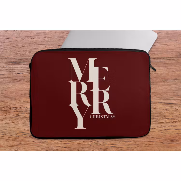 Laptop hülle - Merry – Text – Dunkel – Rot — 2
