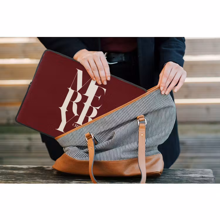 Laptop hülle - Merry – Text – Dunkel – Rot — 4