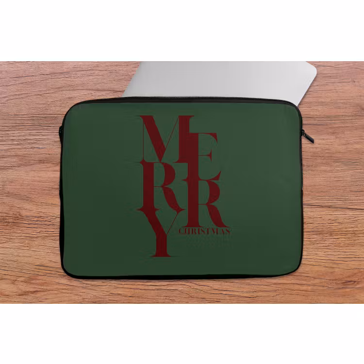 Laptop hülle - Merry – Text – Grün – Weihnachten — 2