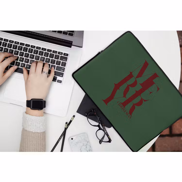 Laptop hülle - Merry – Text – Grün – Weihnachten — 3