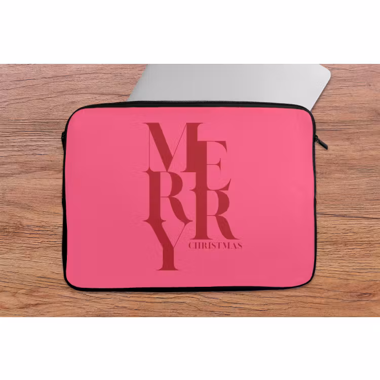 Laptop hülle - Merry – Text – Weihnachten – Rosa — 2