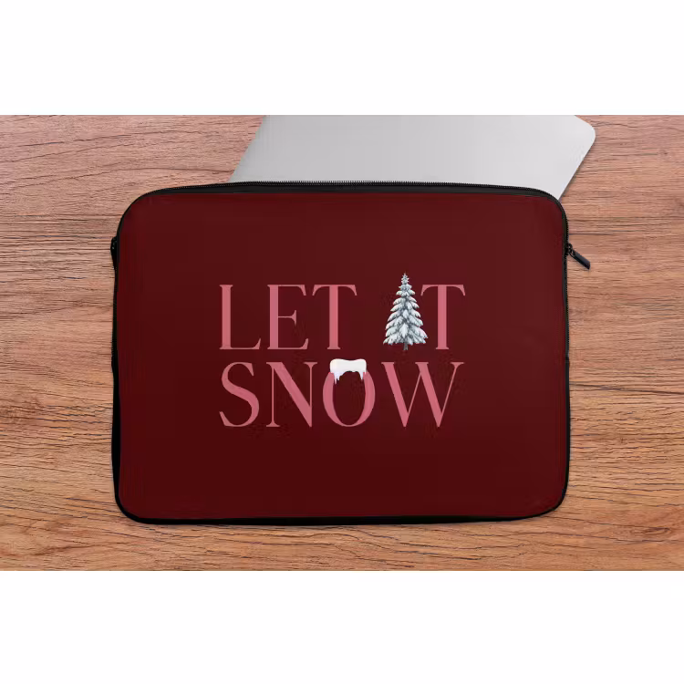 Laptop hülle - Text – Weihnachten – Schnee – Rosa — 2
