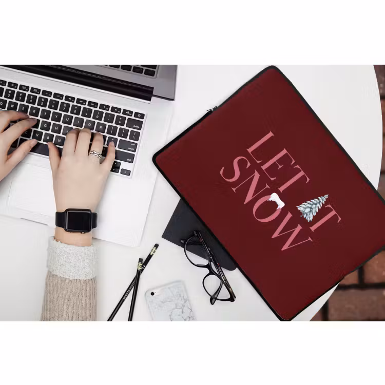 Laptop hülle - Text – Weihnachten – Schnee – Rosa — 3