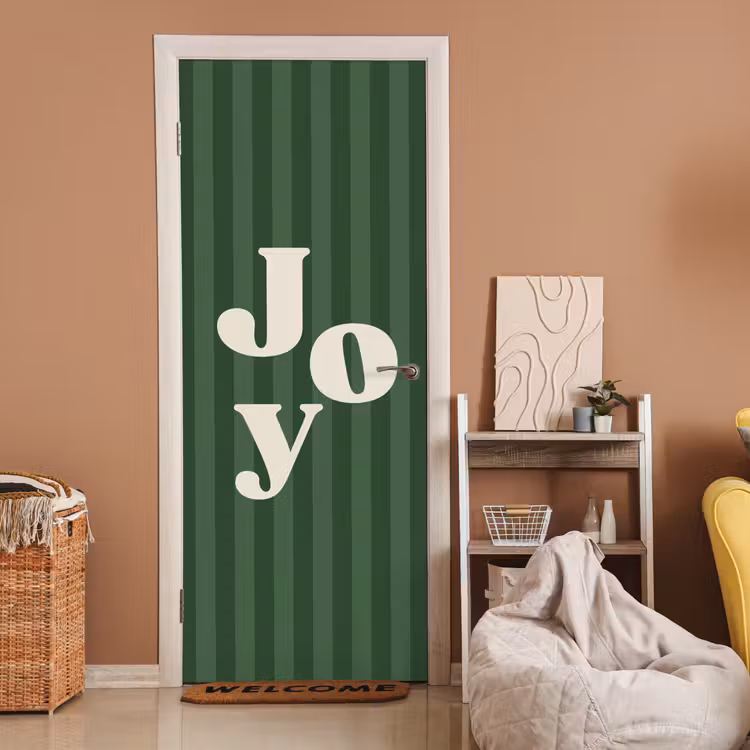 Türtapete - Joy – Weihnachten – Text – Grün — 2