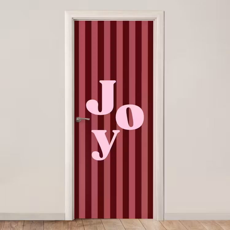 Türtapete - Joy – Weihnachten – Text – Rosa — 1