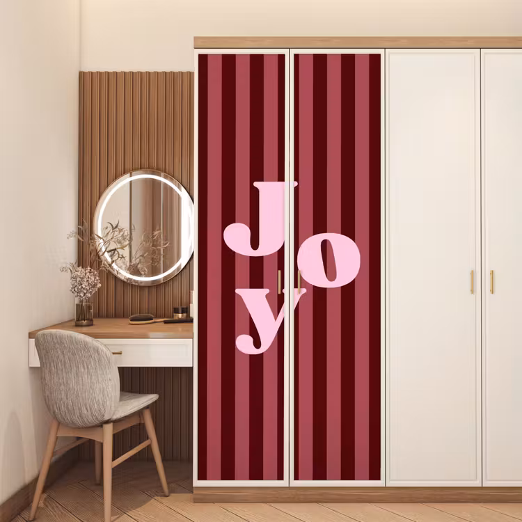 Türtapete - Joy – Weihnachten – Text – Rosa — 4