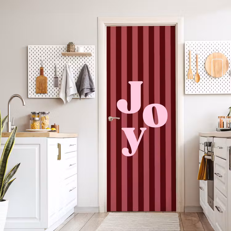 Türtapete - Joy – Weihnachten – Text – Rosa — 6