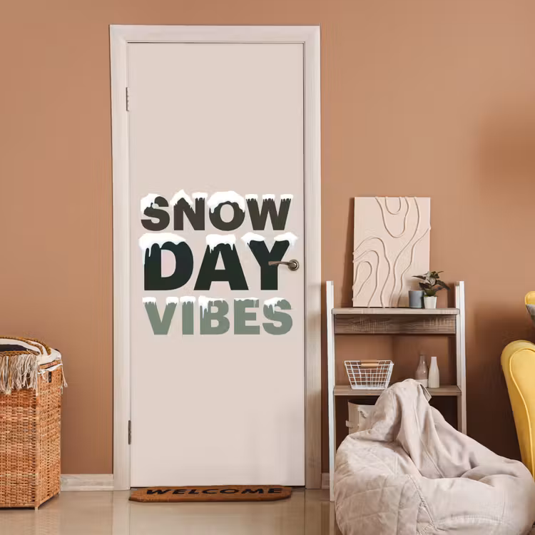 Türtapete - Schnee – Text – Weihnachten – Beige — 2