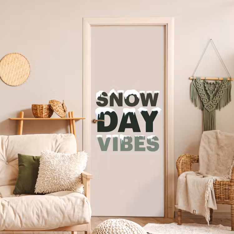Türtapete - Schnee – Text – Weihnachten – Beige — 3