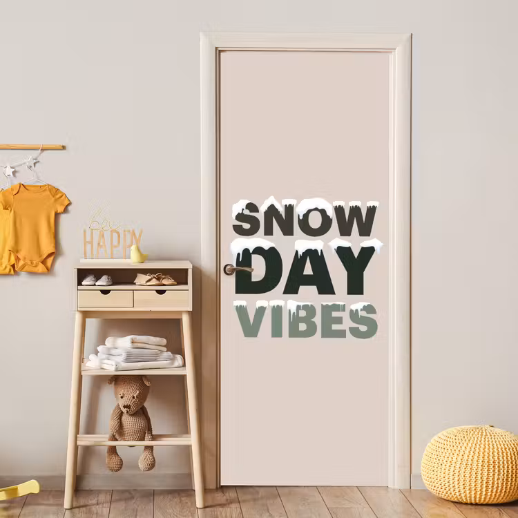 Türtapete - Schnee – Text – Weihnachten – Beige — 5