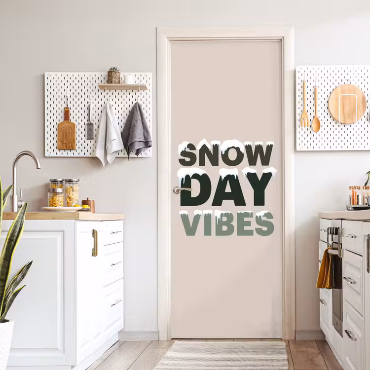 Türtapete - Schnee – Text – Weihnachten – Beige — 6