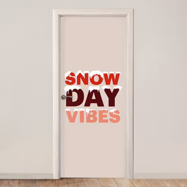 Türtapete - Schnee – Weihnachten – Text – Rot — 1