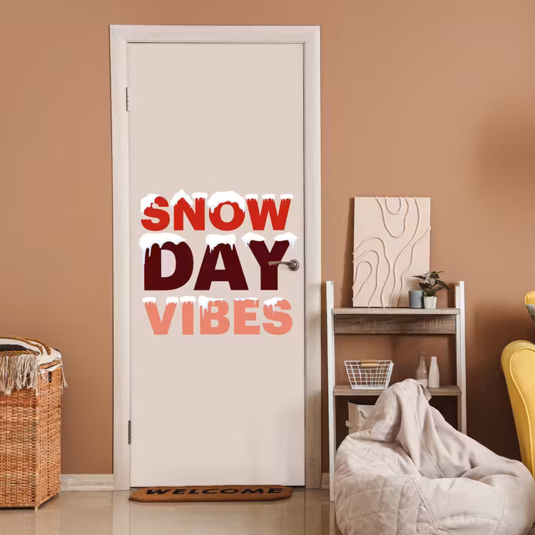 Türtapete - Schnee – Weihnachten – Text – Rot — 2