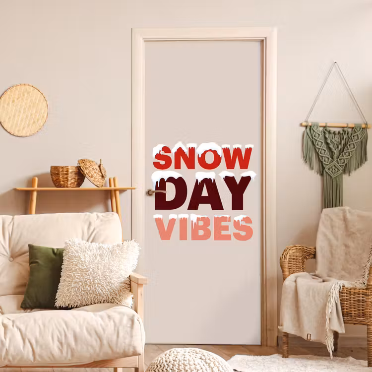 Türtapete - Schnee – Weihnachten – Text – Rot — 3