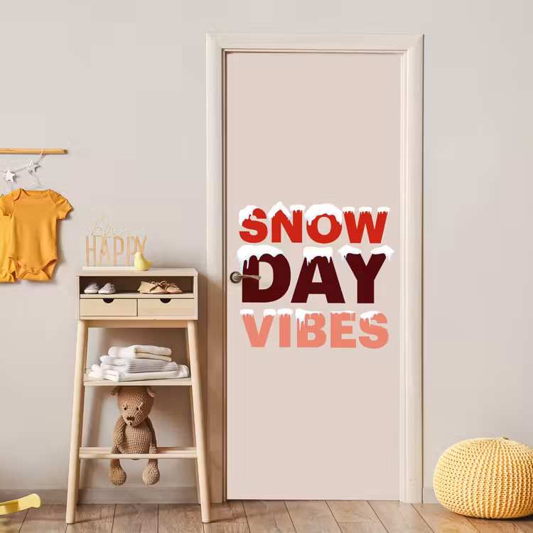 Türtapete - Schnee – Weihnachten – Text – Rot — 5