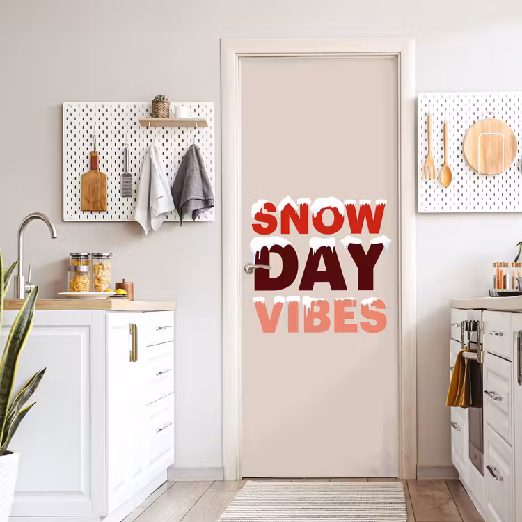 Türtapete - Schnee – Weihnachten – Text – Rot — 6