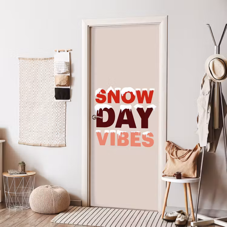 Türtapete - Schnee – Weihnachten – Text – Rot — 7