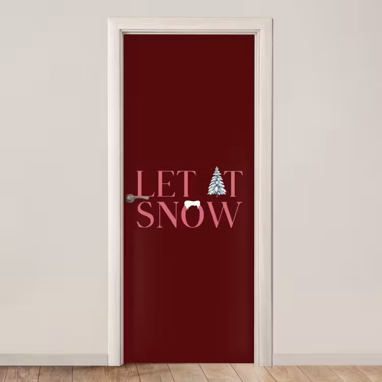 Türtapete - Text – Weihnachten – Schnee – Rosa — 1