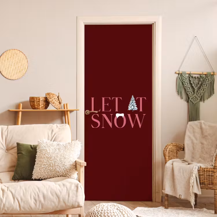 Türtapete - Text – Weihnachten – Schnee – Rosa — 3
