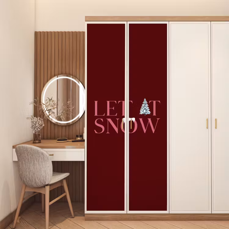 Türtapete - Text – Weihnachten – Schnee – Rosa — 4