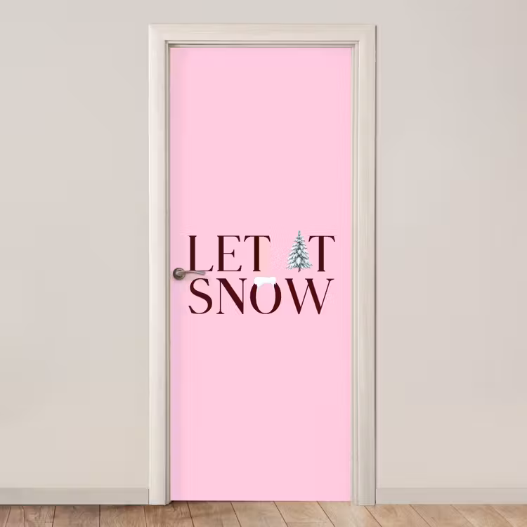 Türtapete - Weihnachten – Text – Schnee – Rosa — 1