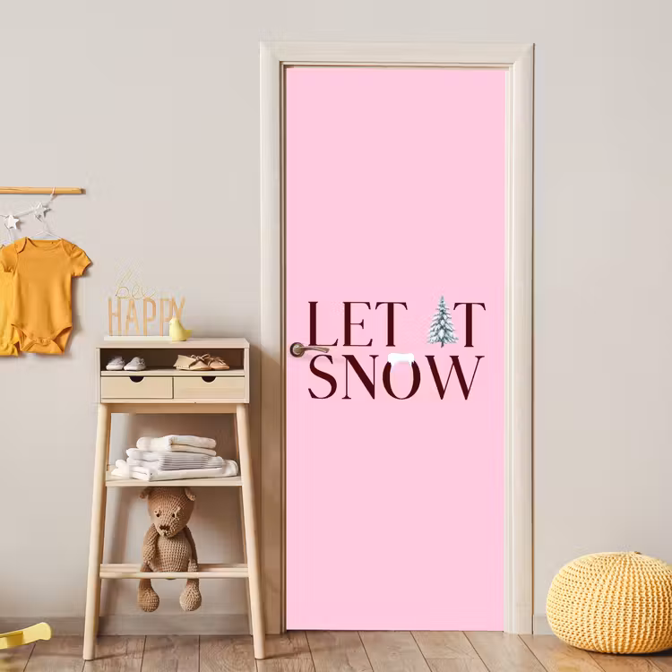 Türtapete - Weihnachten – Text – Schnee – Rosa — 5