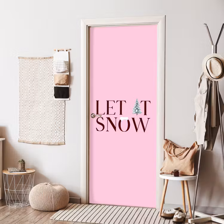 Türtapete - Weihnachten – Text – Schnee – Rosa — 7
