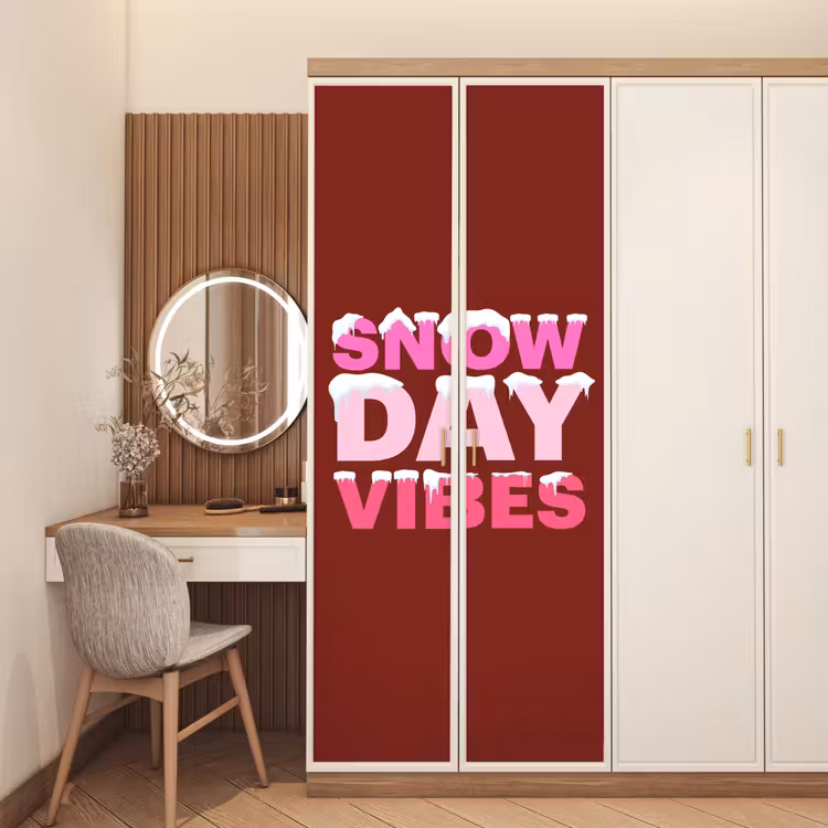Türtapete - Weihnachten – Text – Schnee – Rot – Rosa — 4