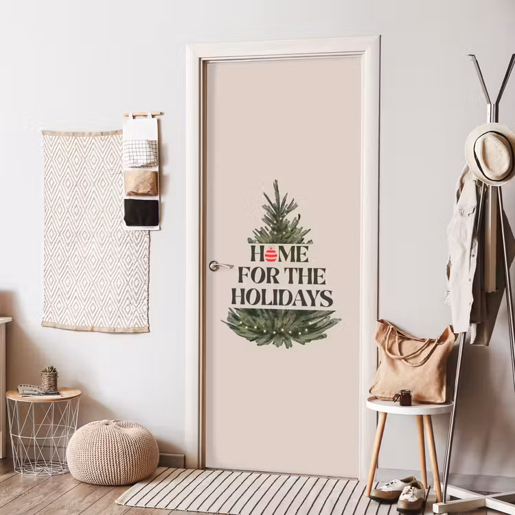 Türtapete - Weihnachten – Text – Weihnachtsbaum – Beige — 7